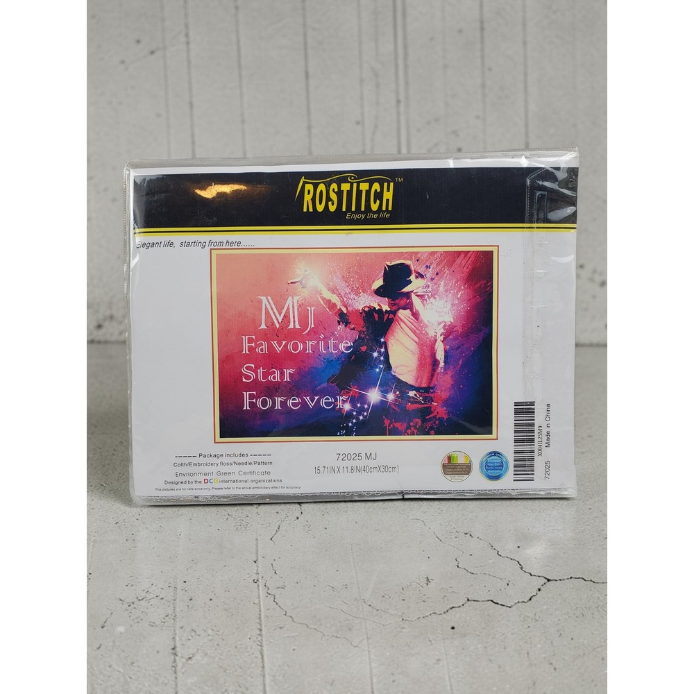Rostitch Michael Jackson Pre-Printed Cross Stitch Kit 11CT Stamped 72025 MJ NEW